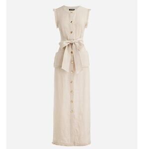 J. Crew 100% Linen Maxi Dress Women's Size Small Old Money Quiet Luxury NEW Chic